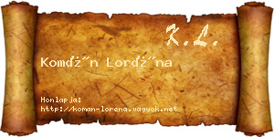 Komán Loréna névjegykártya